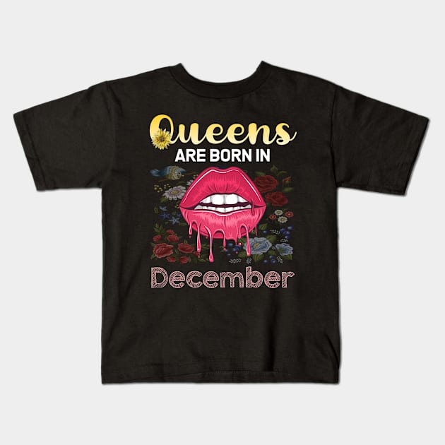 Queen Pink Lips December Kids T-Shirt by symptomovertake